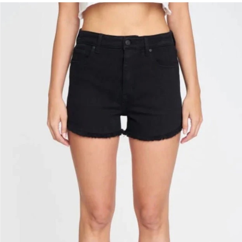 EUNINA KAILEY HIGH RISE MID THIGH Black Denim Cutoff Shorts